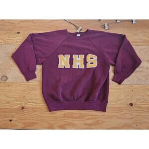 Discus NHS Raglan 50/50 Sweatshirt Burgandy Red Sz L 1990s